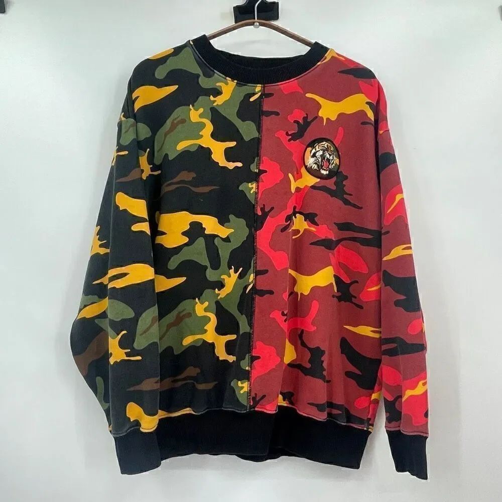 Ed Hardy Multicolor Foregoer 2018 Camouflage All Over Printed Sweatshirt Small